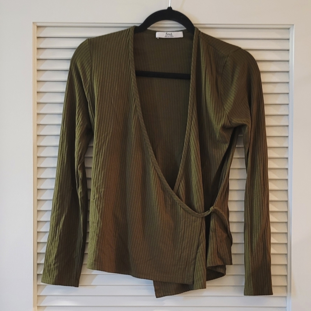 Find - (NWOT) Green Ribbed Wrap Long-Sleeve Top
